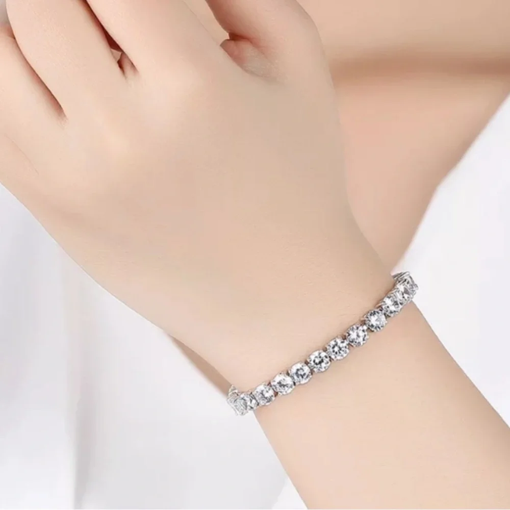 “5MM” NEW 925 STERLING SILVER DIAMOND BRACELET, NICE BRACELET, CUTE BRACELET - Picture 2 of 6